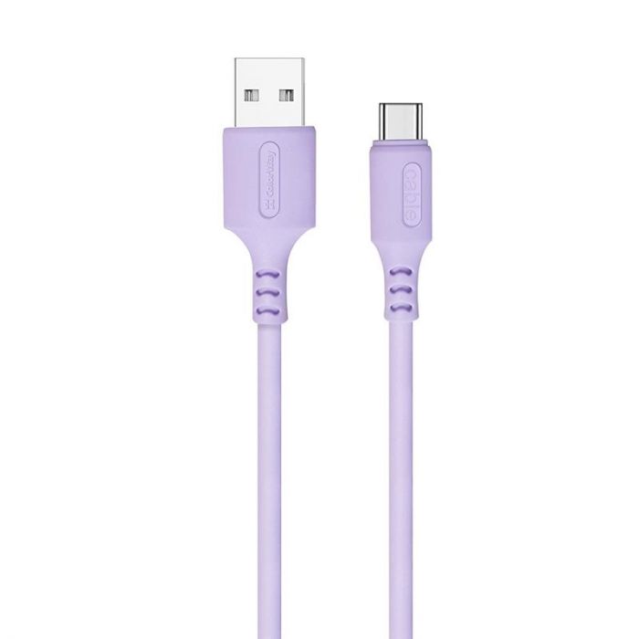 Кабель ColorWay USB - USB Type-C (M/M), soft silicone, 2.4 А, 1 м, Purple (CW-CBUC044-PU)
