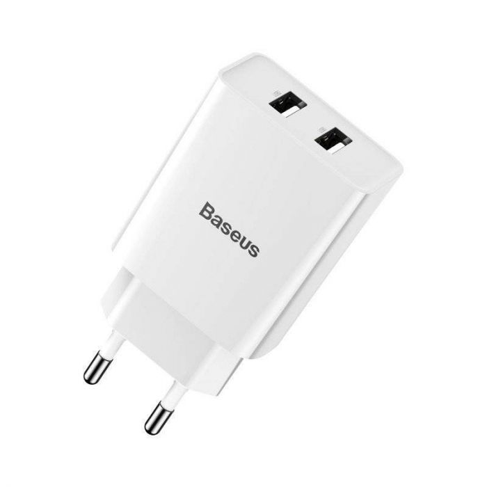 Мережевий зарядний пристрій Baseus Speed Mini Dual U Charger (2USB) 10.5W White (CCFS-R02)