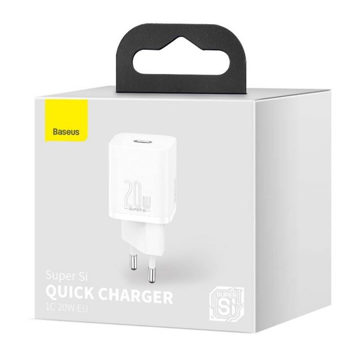 Мережевий зарядний пристрій Baseus Super Silicone PD Charger (1USB-C) 20W White (CCSUP-B02)