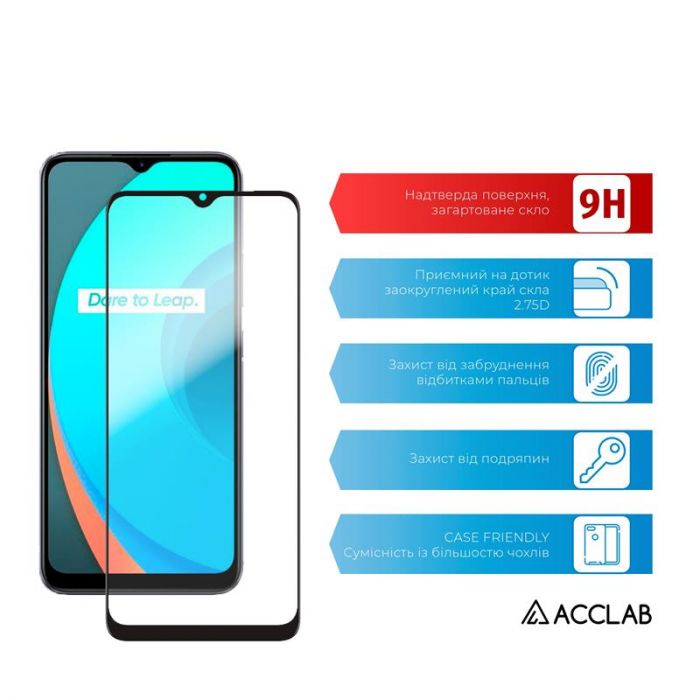 Захисне скло ACCLAB Full Glue для Realme С11 2021 Black (1283126513558)