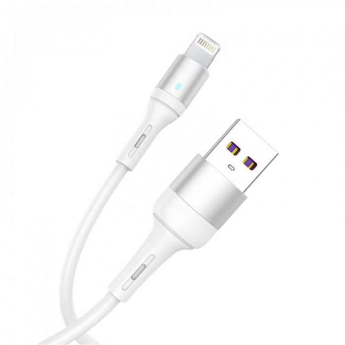 Кабель SkyDolphin S06L LED Smart Power USB - Lightning (M/M), 1 м, White (USB-000555)