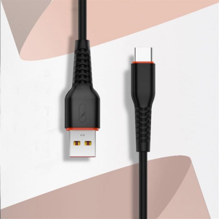 Кабель SkyDolphin S54T Soft USB - Type-C 1м, Black (USB-000430)