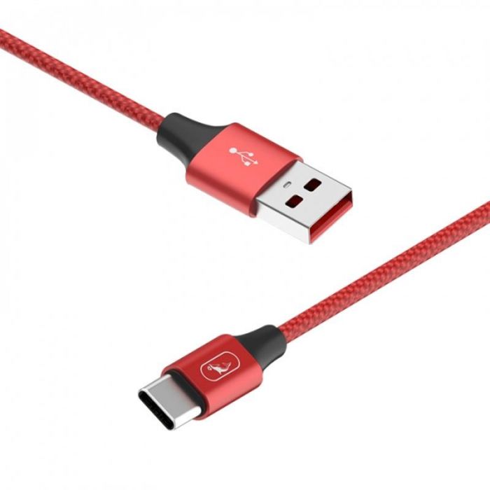 Кабель SkyDolphin S55T Neylon USB - USB Type-C (M/M), 1 м, Red (USB-000437)