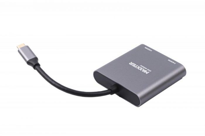 Адаптер-перехідник Maxxter 2хHDMI - USB Type-C V 2.0 (F/M), 0.1 м, Grey (V-CM-2HDMI)