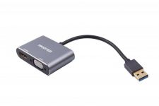Адаптер-перехідник Maxxter USB - HDMI+VGA, (M/F), Grey (V-AM-HDMI-VGA)