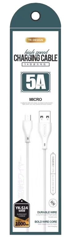 Кабель YK YK-S14m USB-MicroUSB, 1м White