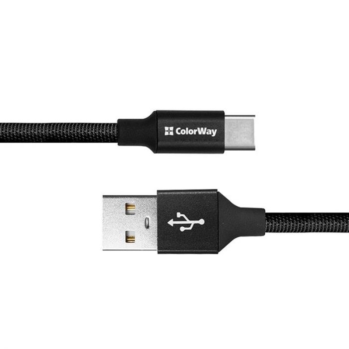 Кабель ColorWay USB-Type-C 2.4А, 0.25м, Black (CW-CBUC048-BK)