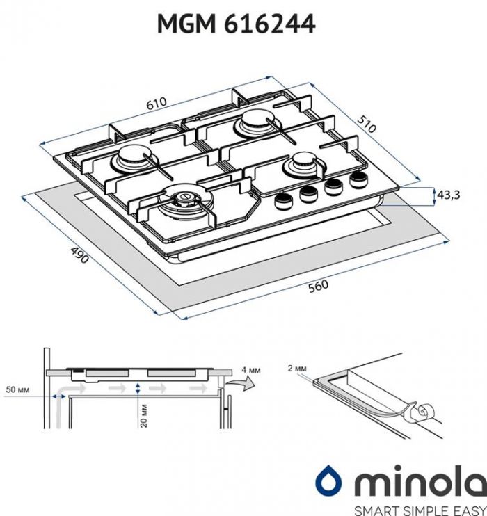 Варильна поверхня Minola MGM 616224 WH