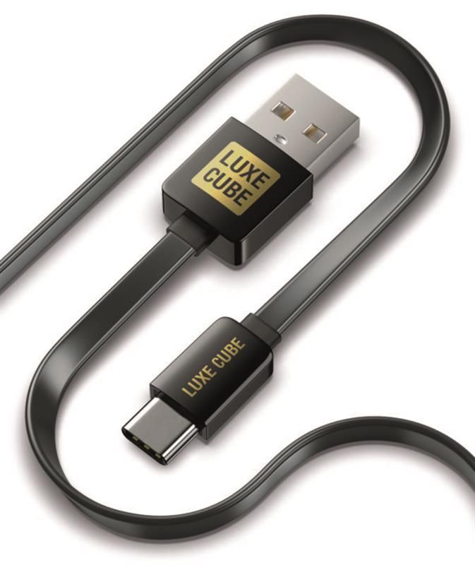 Кабель Luxe Cube Flat USB-USB Type C, 1м, чорний (8886668688895)