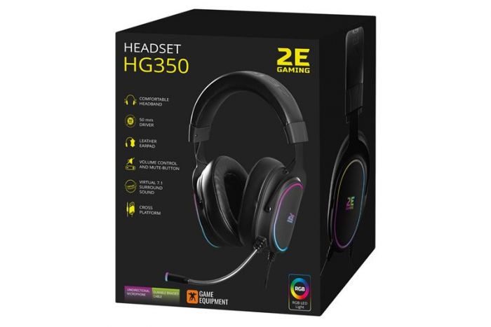 Гарнітура 2E Gaming HG350 RGB USB 7.1 Black (2E-HG350BK-7.1)