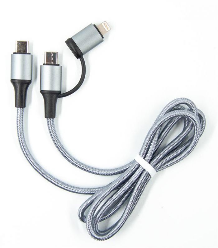 Кабель Dengos USB-C-USB Type-C/Lightning 1м Grey (NTK-TC-TCL-GREY)