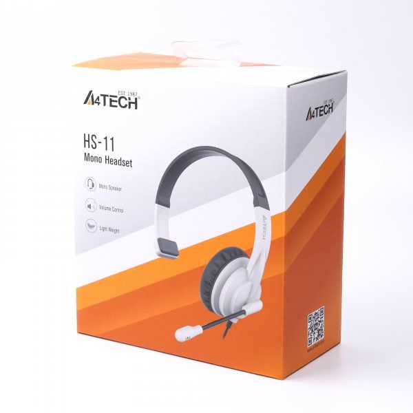 Моногарнітура A4Tech HS-11 Black + White