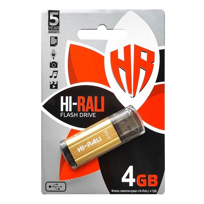 Флеш-накопичувач USB 4GB Hi-Rali Stark Series Gold (HI-4GBSTGD)