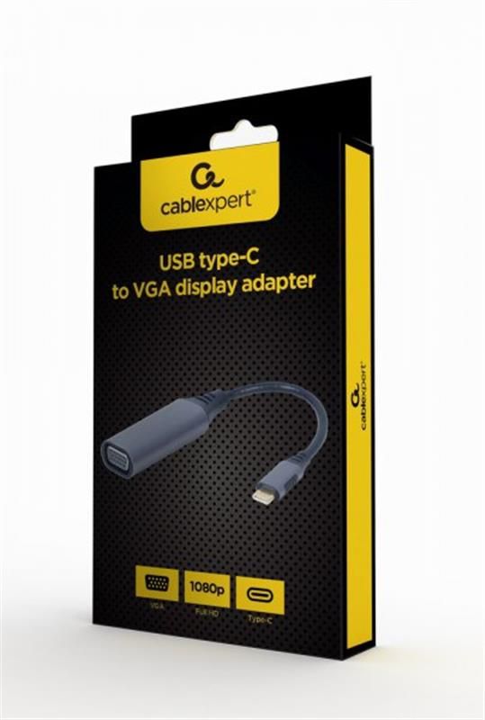 Адаптер Cablexpert USB Type-C - VGA, (M/F), 0.15 м, Black (A-USB3C-VGA-01)