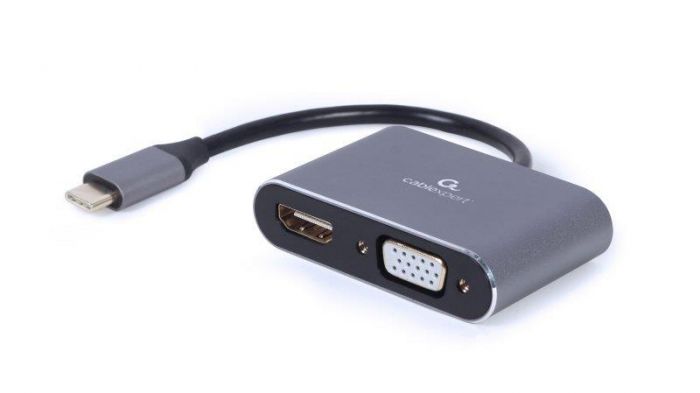 Адаптер Cablexpert USB Type-C - HDMI+VGA (M/F), 0.15 м, Black (A-USB3C-HDMIVGA-01)