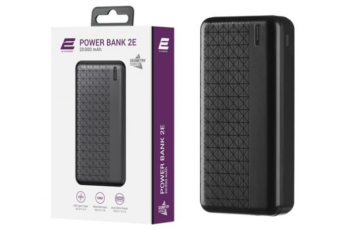 Універсальна мобільна батарея 2E Geometry 20000mAh Black (2E-PB2072-BLACK)