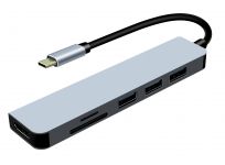 Концентратор USB-C ProLogix (PR-WUC-104B) 6 in 1 USB3.1 Type C to HDMI+1*USB3.0+2*USB2.0+TF+SD HUB