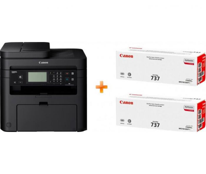 Багатофункційний пристрій А4 ч/б Canon i-SENSYS MF237w з Wi-Fi (1418C170AA) + 2 картриджа Canon 737