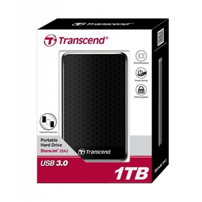 Накопичувач зовнiшнiй 2.5" USB 1,0TB TRANSCEND StoreJet (TS1TSJ25A3K)