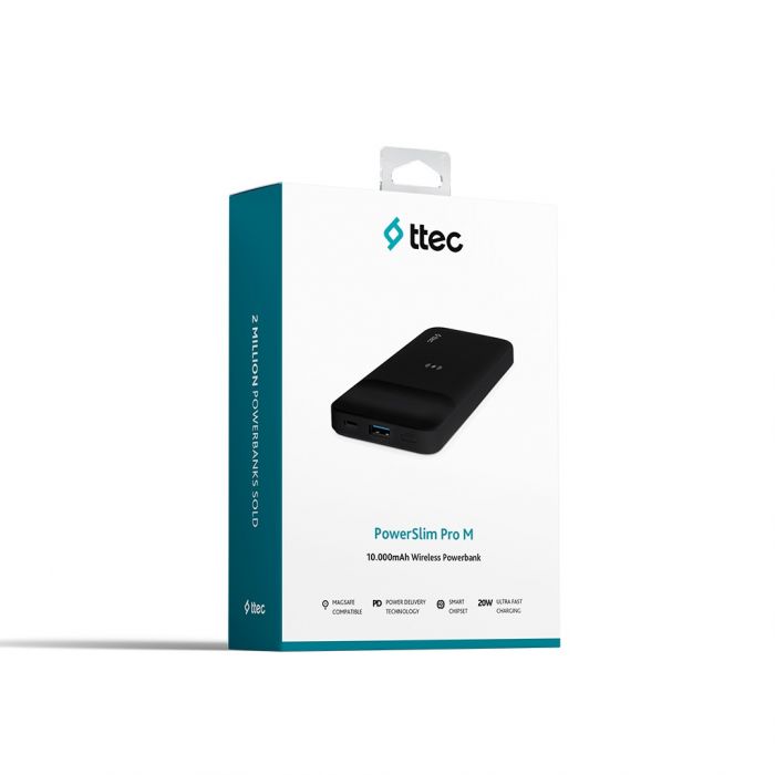 Універсальна мобільна батарея Ttec 10000mAh PowerSlim Pro M MagSafe Black (2BB189S)