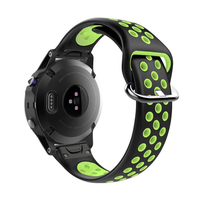 Ремінець для Garmin QuickFit 22 Nike-style Silicone Band Black/Green (QF22-NSSB-BKGN)