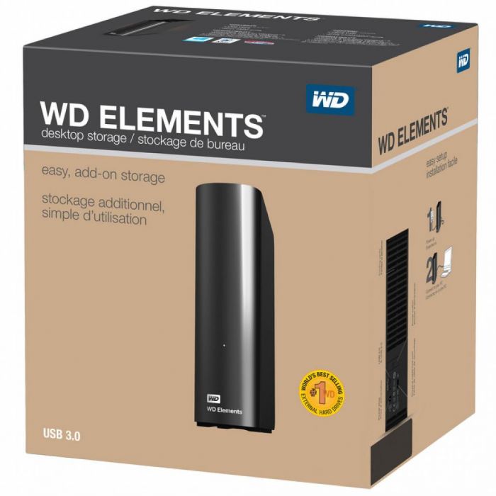 Зовнішній жорсткий диск 3.5" USB 14.0TB WD Elements Desktop Black (WDBWLG0140HBK-EESN)
