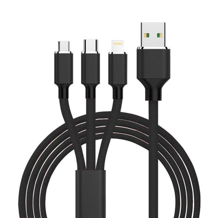 Кабель XoKo SC-330 USB-Lightning/microUSB/USB Type-C, 1.2м Black (SC-330-BK)