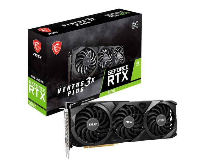 Відеокарта GF RTX 3070 8GB GDDR6 Ventus 3X Plus OC MSI (GeForce RTX 3070 VENTUS 3X PLUS 8G OC LHR)