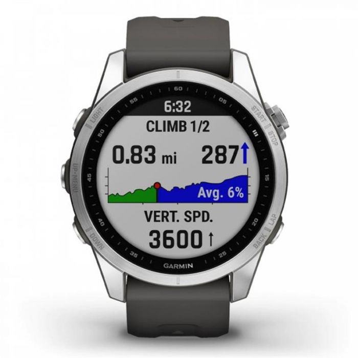 Смарт-годинник Garmin Fenix 7S Stainless Steel with Graphite Band (010-02539-01)