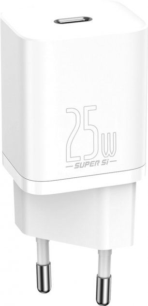 Мережевий зарядний пристрій Baseus Super Silicone PD Charger 25W (1Type-C) White (TZCCSUP-L02) + кабель Type-C