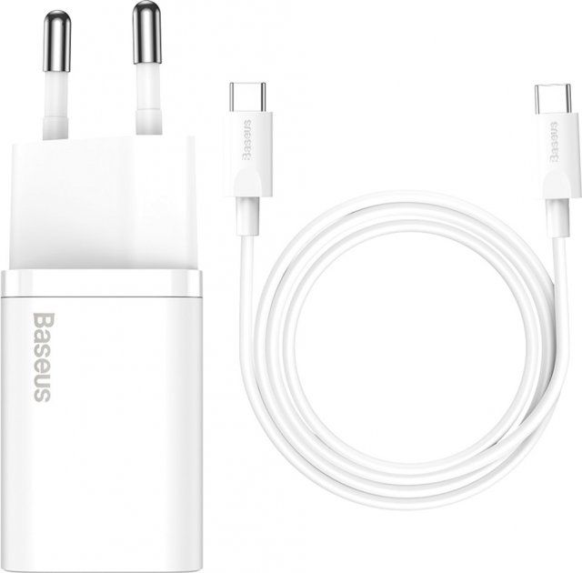 Мережевий зарядний пристрій Baseus Super Silicone PD Charger 25W (1Type-C) White (TZCCSUP-L02) + кабель Type-C