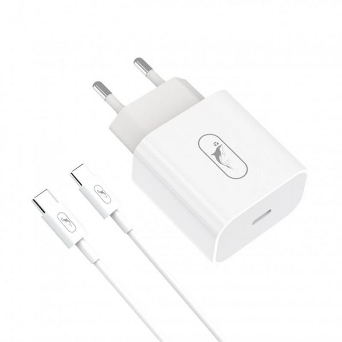 Мережевий зарядний пристрій SkyDolphin SC38T (1USBx2.4A) White (MZP-000183) + кабель USB Type-C