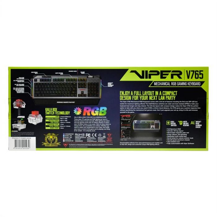 Клавіатура Patriot Viper V765 Mechanical RGB Red Box Switch (PV765MBRUXMGMRU) Black USB