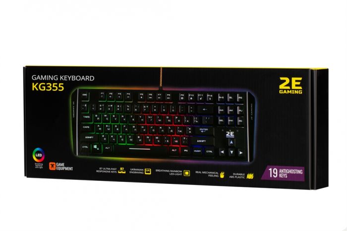 Клавіатура 2E Gaming KG355 LED Ukr (2E-KG355UBK) Black USB