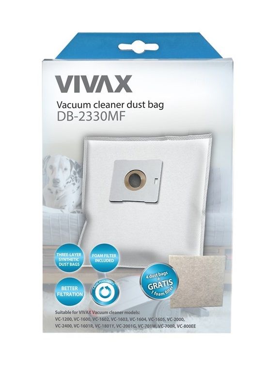 Мішки Vivax Home для пилососу синт. 4шт/уп + фільтр 13х15см (DB-2330MF)
