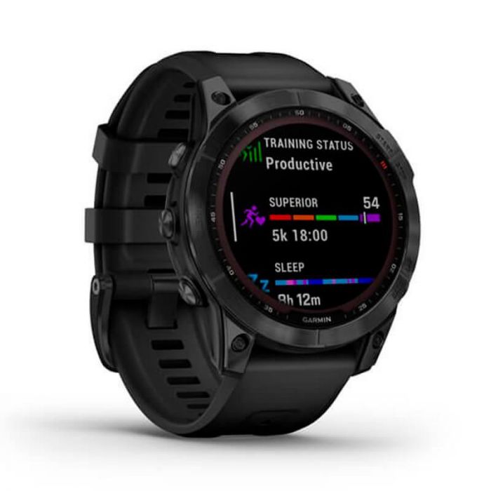 Смарт-годинник Garmin Fenix 7 Sapphire Solar Black DLC Titanium with Black Band (010-02540-34)