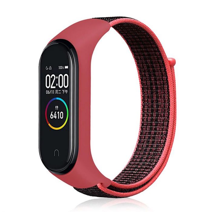 Ремінець BeCover Nylon Style для Xiaomi Mi Smart Band 7 Black-Red (707656)