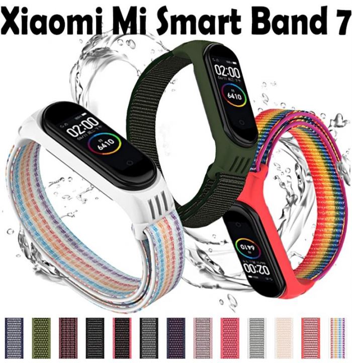 Ремінець BeCover Nylon Style для Xiaomi Mi Smart Band 7 Black-Red (707656)