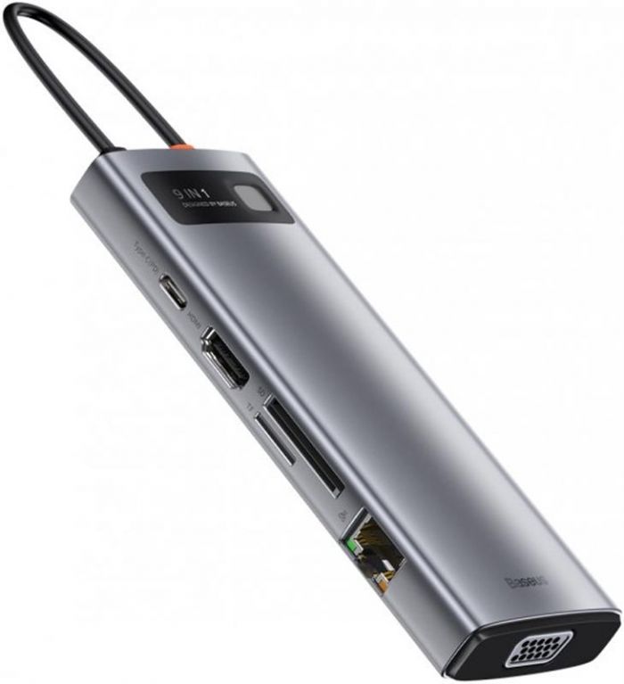 Концентратор USB-C Baseus Metal Gleam Series 9in1 Gray (CAHUB-CU0G)