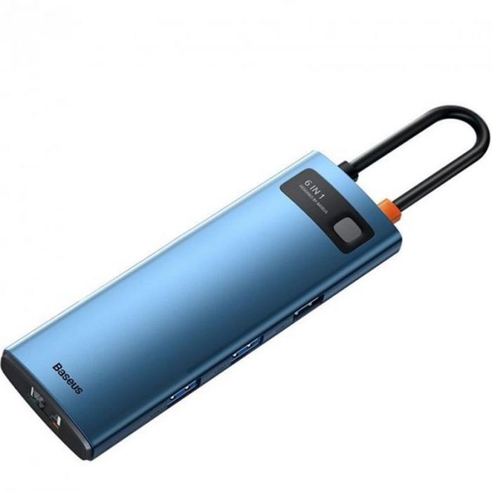 Концентратор USB-C Baseus Metal Gleam Series 6in1 Blue (WKWG000003)