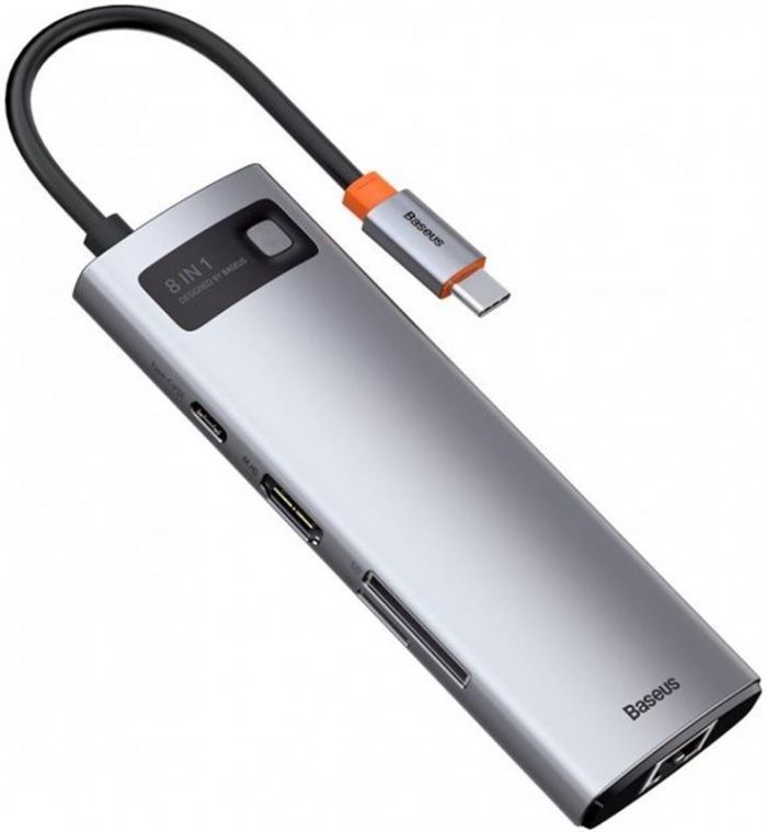 Концентратор USB-C Baseus Metal Gleam Series 8in1 Grey (CAHUB-CV0G)