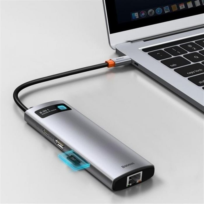 Концентратор USB-C Baseus Metal Gleam Series 8in1 Grey (CAHUB-CV0G)