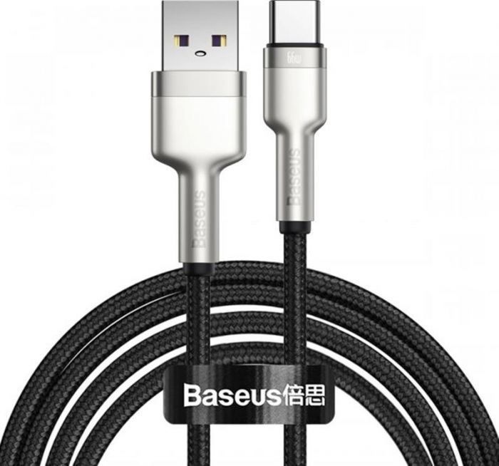 Кабель Baseus Cafule Metal 66W USB-USB-C, 2м, Black (CAKF000201)