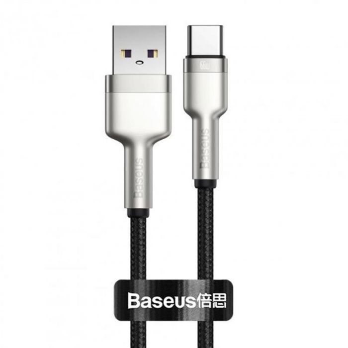 Кабель Baseus Cafule Metal 66W USB-USB-C, 0.25м, Black (CAKF000001)