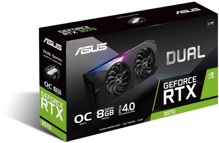 Відеокарта GF RTX 3070 8GB GDDR6 Dual V2 OC Asus (DUAL-RTX3070-O8G-V2) (LHR)