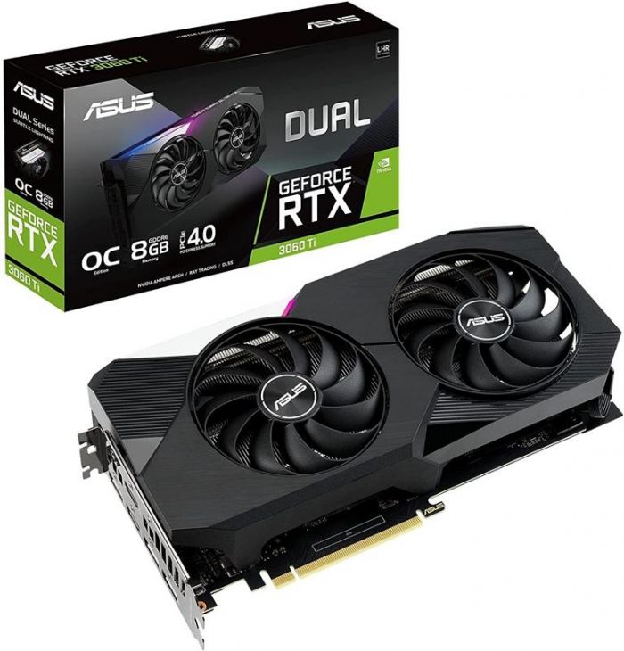 Відеокарта GF RTX 3060 Ti 8GB GDDR6 Dual V2 OC Asus (DUAL-RTX3060TI-O8G-V2) (LHR)