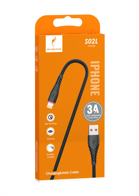 Кабель SkyDolphin S02L USB - Lightning 1м, Black (USB-000587)