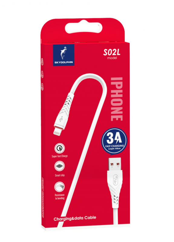 Кабель SkyDolphin S02L USB - Lightning 1м, White (USB-000586)