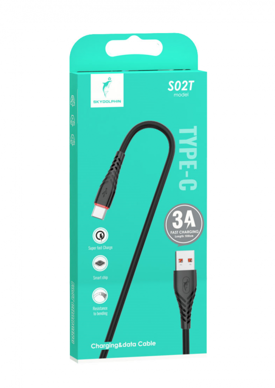 Кабель SkyDolphin S02T USB - USB Type-C 1м, Black (USB-000589)