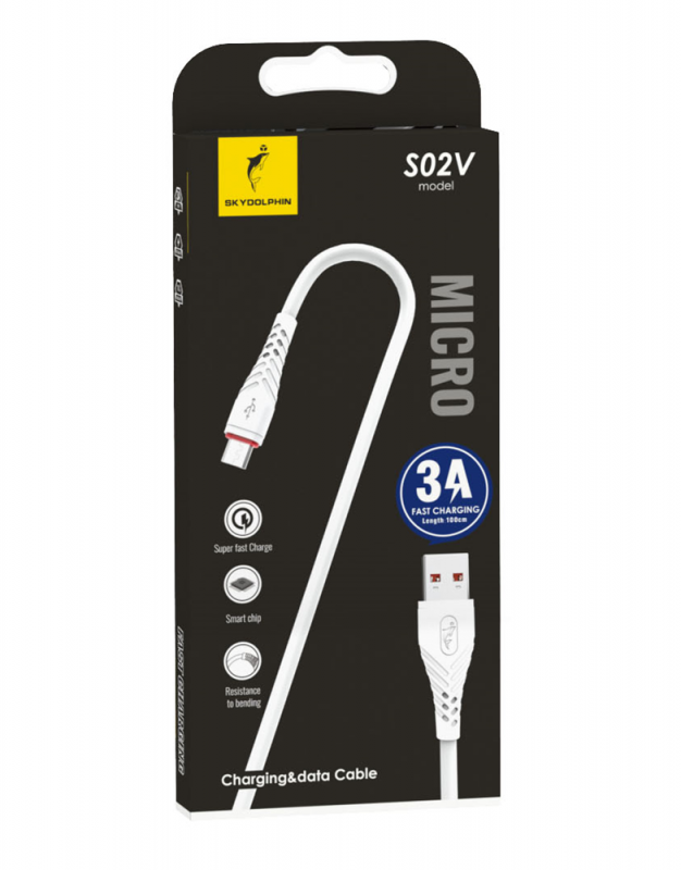 Кабель SkyDolphin S02T USB - USB Type-C (M/M), 1 м, White (USB-000588)